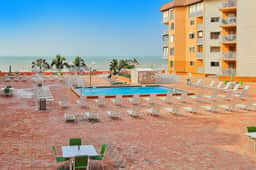 Seaside bliss with scenic Gulf view balcony and beachfront heated pool and spa