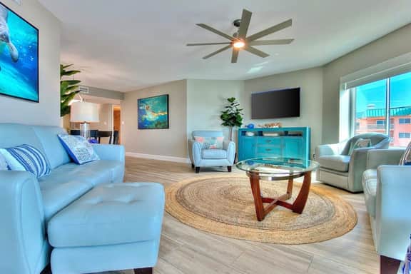 4th floor beachfront condo with private balcony views pool BBQ and AC