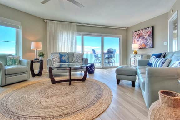 4th floor beachfront condo with private balcony views pool BBQ and AC
