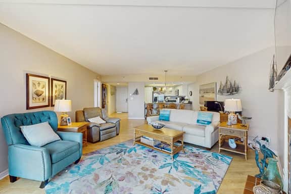Seaside bliss with scenic Gulf view balcony and beachfront heated pool and spa