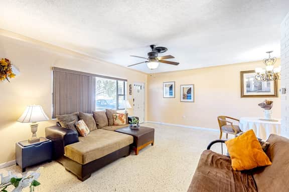 Single story home near beach with heated private pool enclosed yard Dogs ok