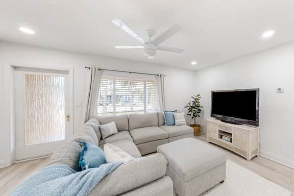 Fully renovated home with furnished patio washer dryer AC walk to the beach
