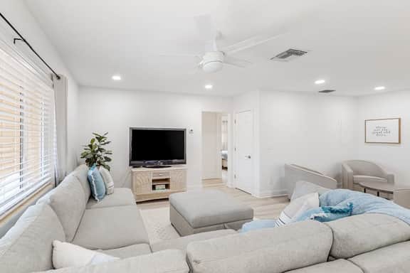 Fully renovated home with furnished patio washer dryer AC walk to the beach