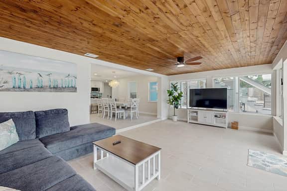 Waterfront home with private pool deck and patio 1/2 mile to the beach