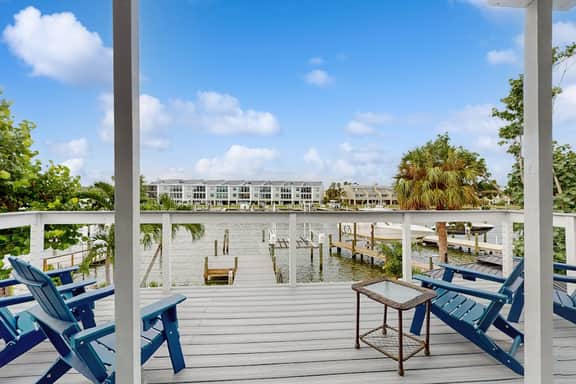 Waterfront home with private pool deck and patio 1/2 mile to the beach