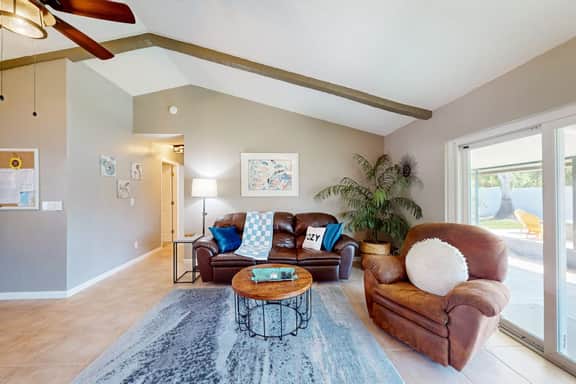 Dog friendly house with patio firepit fenced yard beach gear and AC