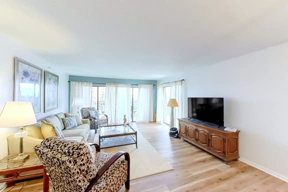 Coastal condo with beach and pool access balcony WD central air and water views