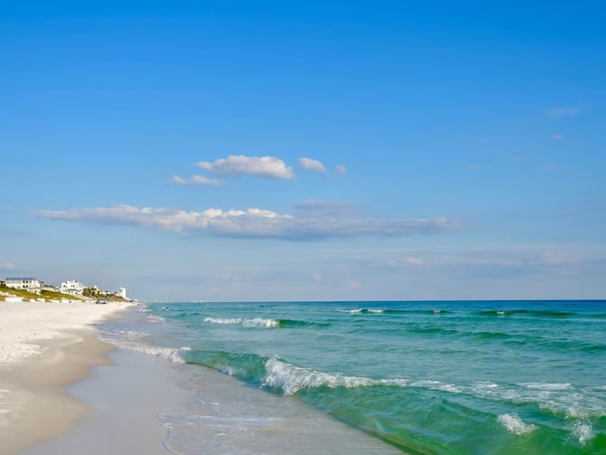 White sand Gulf Coast beach with turquoise water