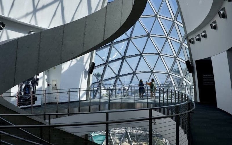 Interior of the Dalí Museum with the glass Enigma dome