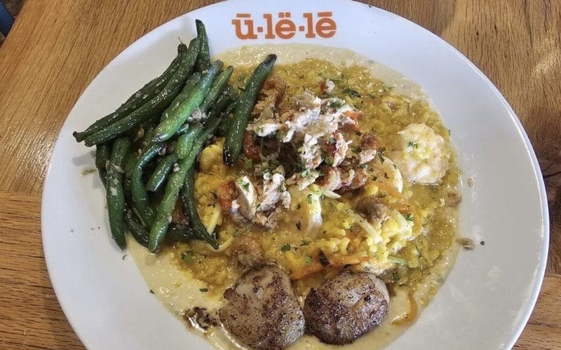 Seafood risotto with crab, shrimp and scallops over saffron rice at Ulele