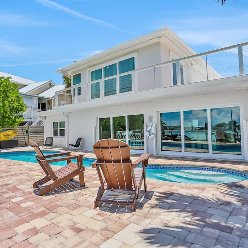Stylish waterfront home with private pool dock